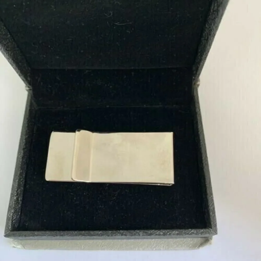 Polished Stainless Steel Money Clip Engraved JMC Sleek Business Professional